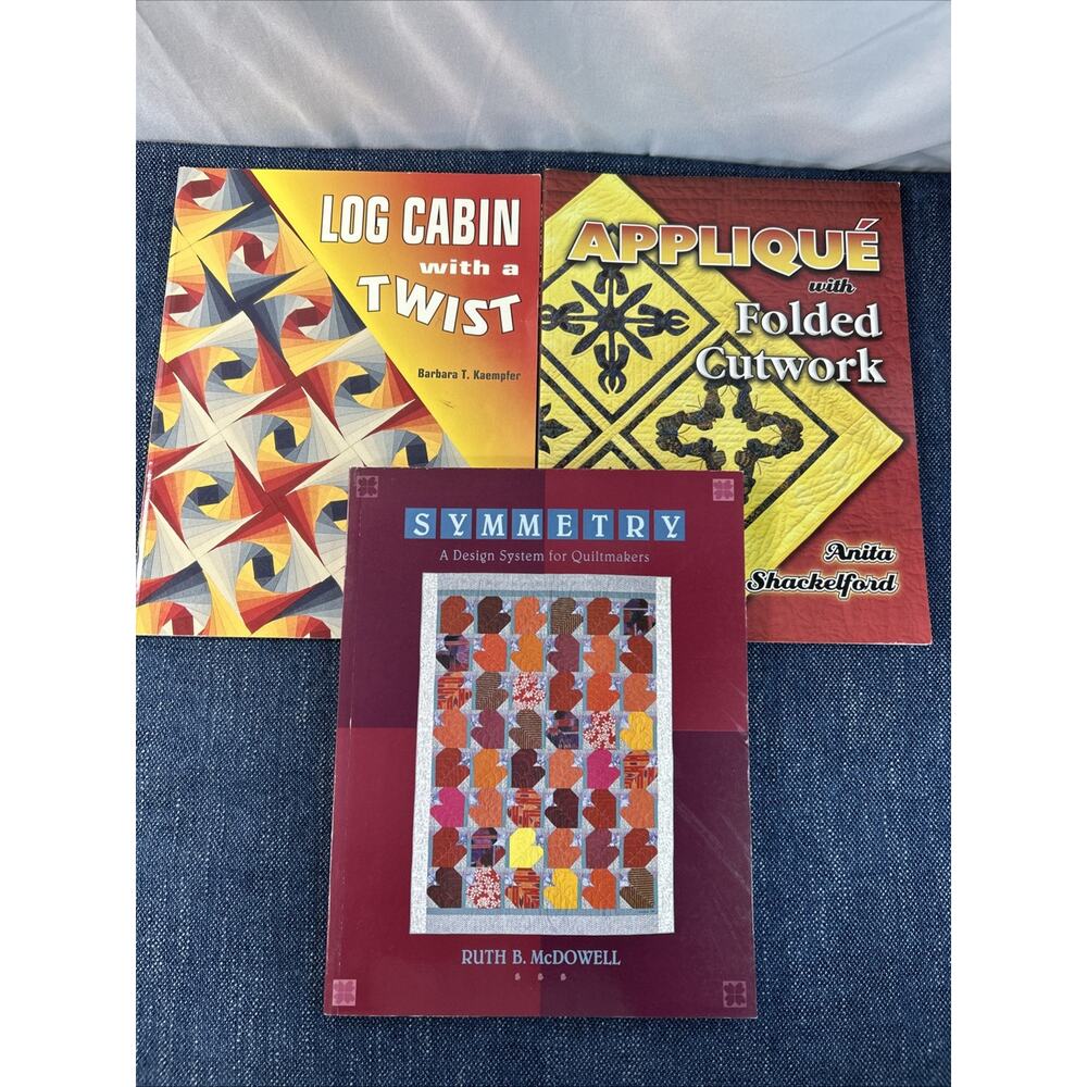 Lot of 3 Quilting Books Paperback With Patterns And History Appliqué Cutwork